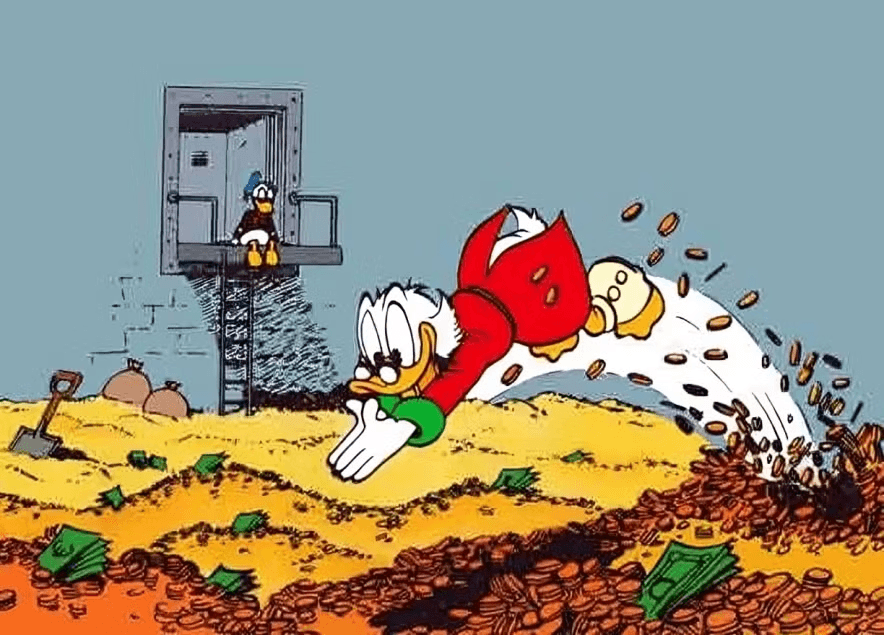 (Scrooge McDuck jumping into his high USDT yield reserves.)