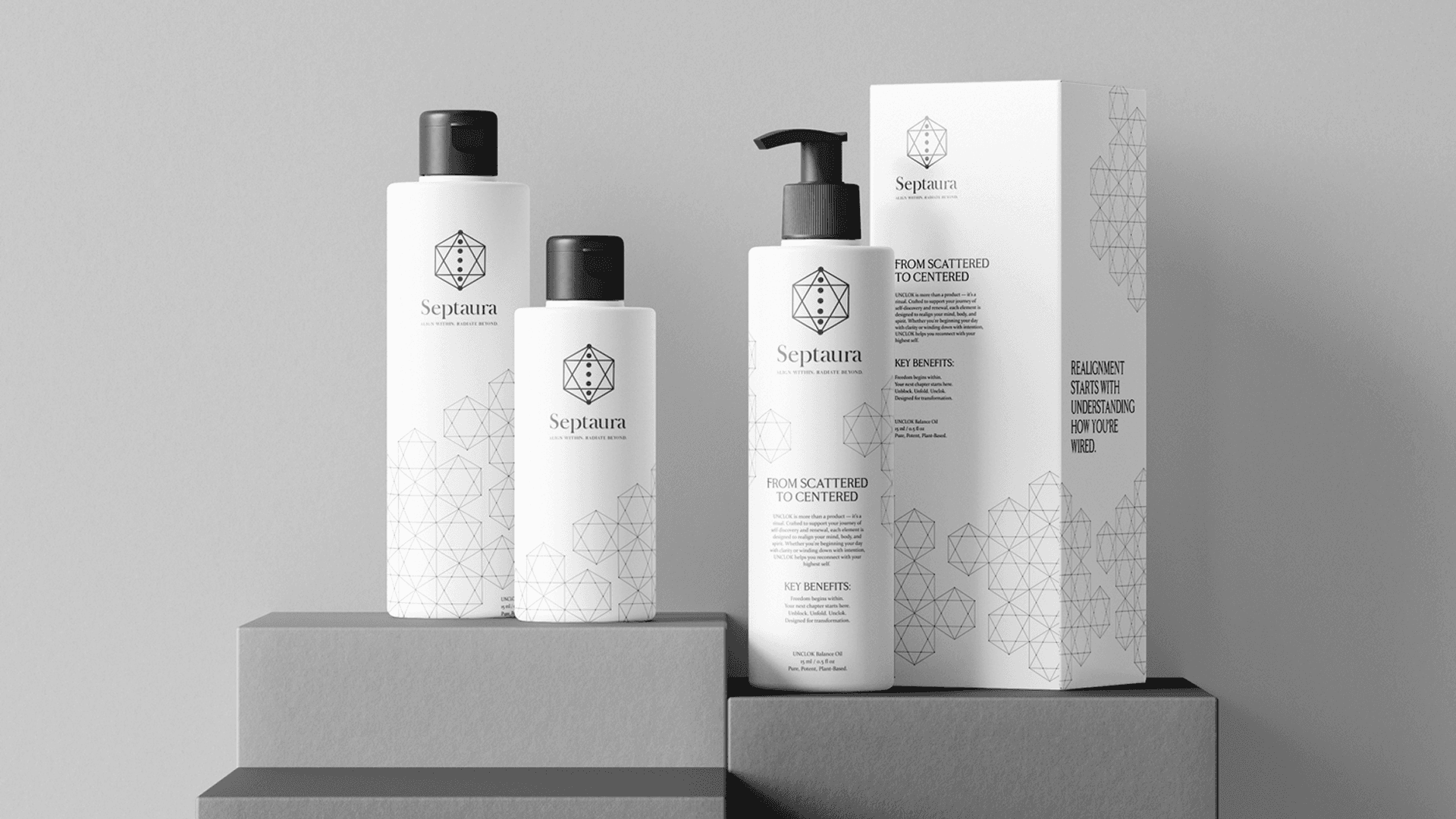 Septaura wellness brand skincare product packaging design — Penguincil Design