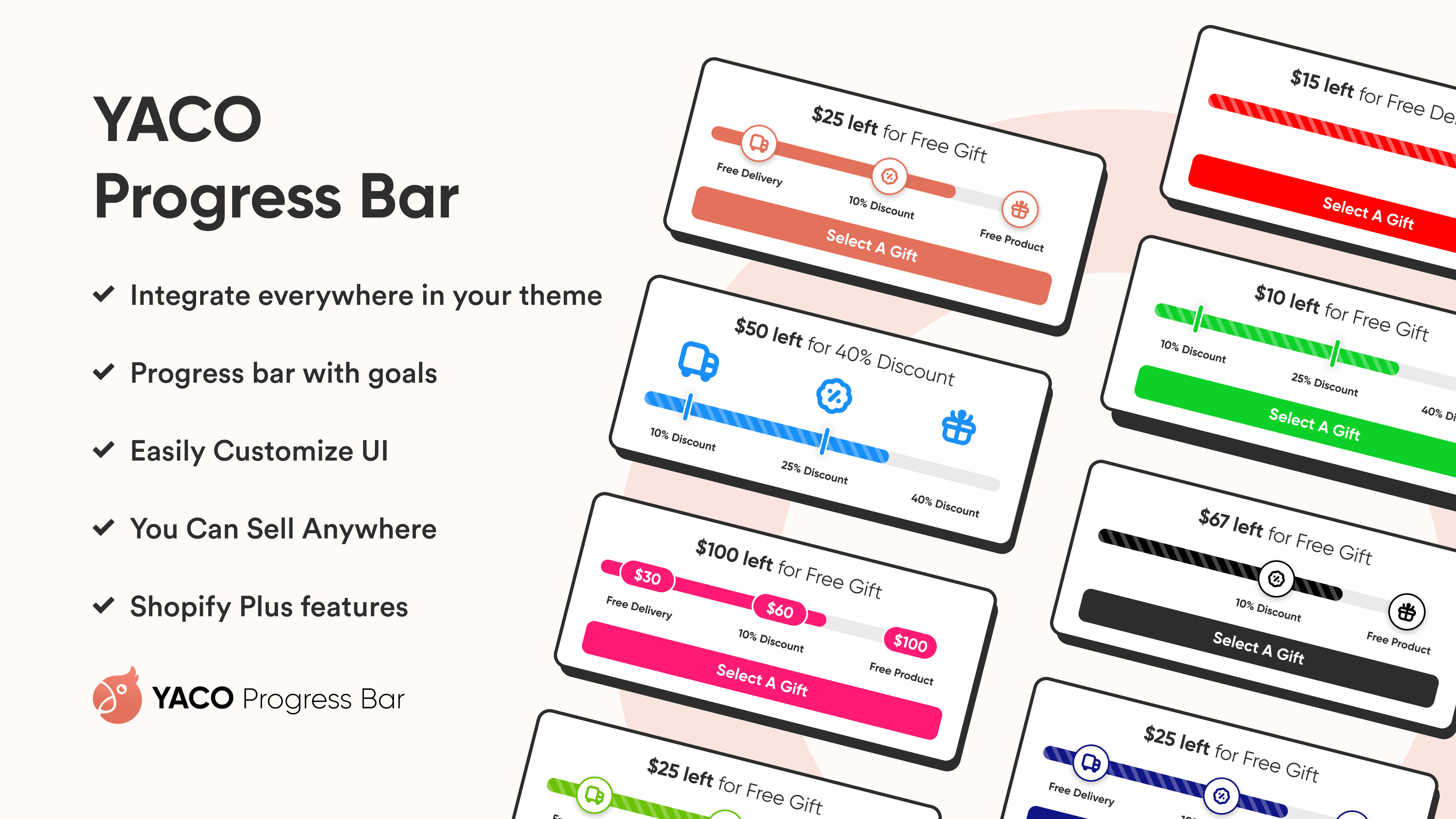 Yaco Progress Bar app listing screenshots designed by Creativul