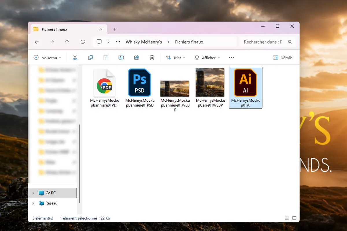 Dossier contenant les fichiers finaux du projet McHenry’s avec différentes versions du visuel