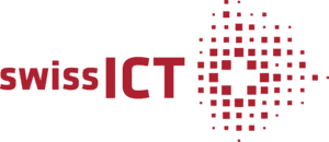 Logo of a tech company, featuring stylized red text and a circular graphic element.