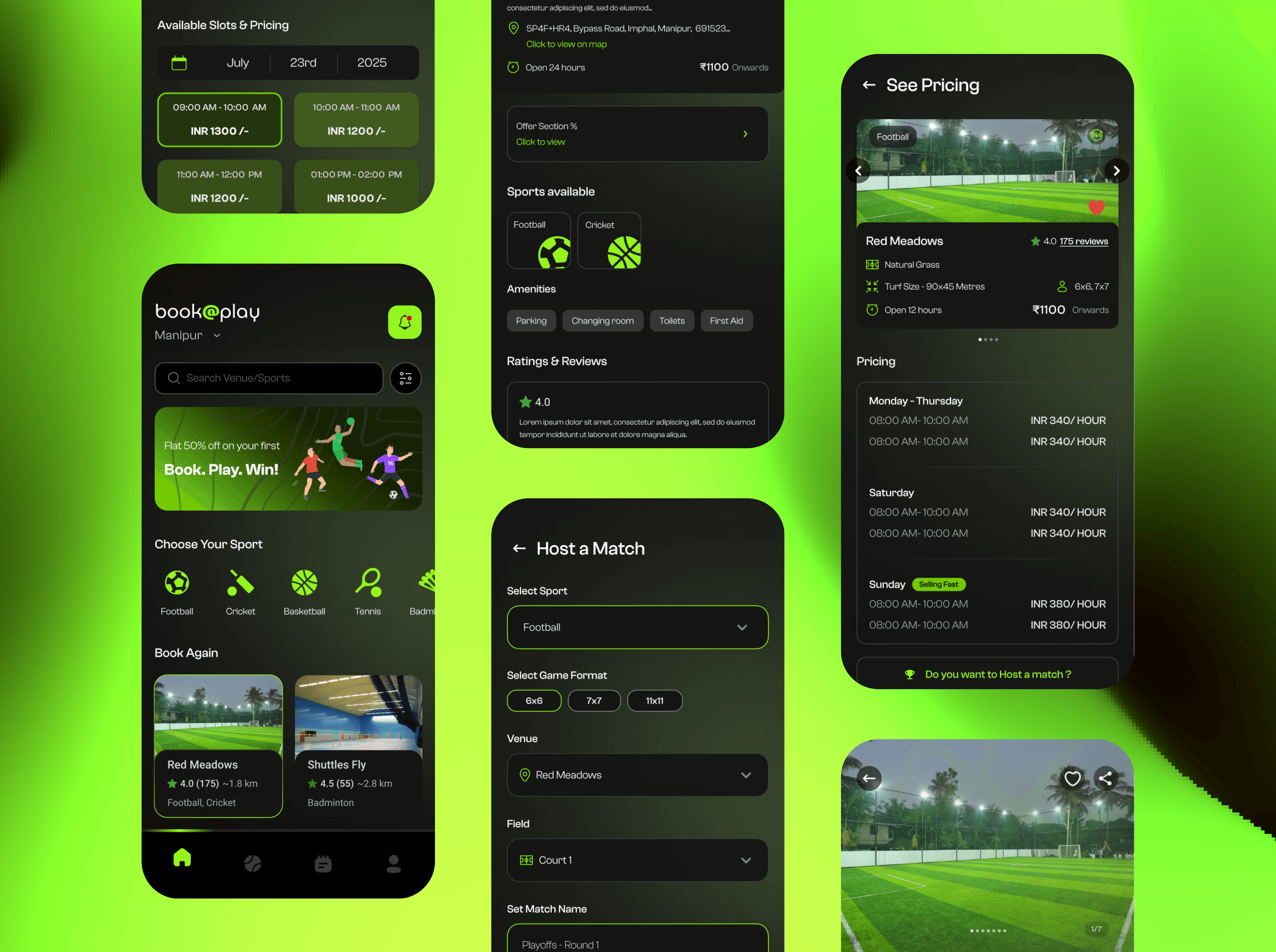 Book@play app design mockup