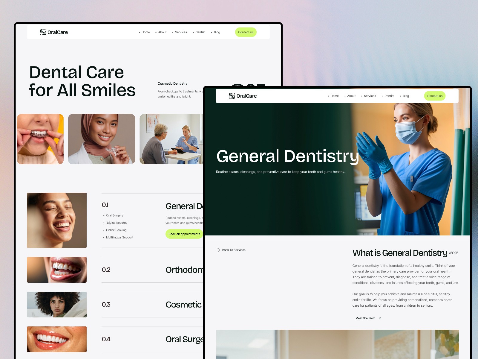 Oral Care — 专业动效医疗健康网站设计灵感