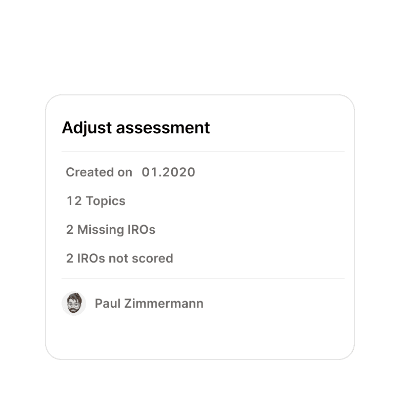 Interface showing options to adjust and re-evaluate assessments with date and topic information.