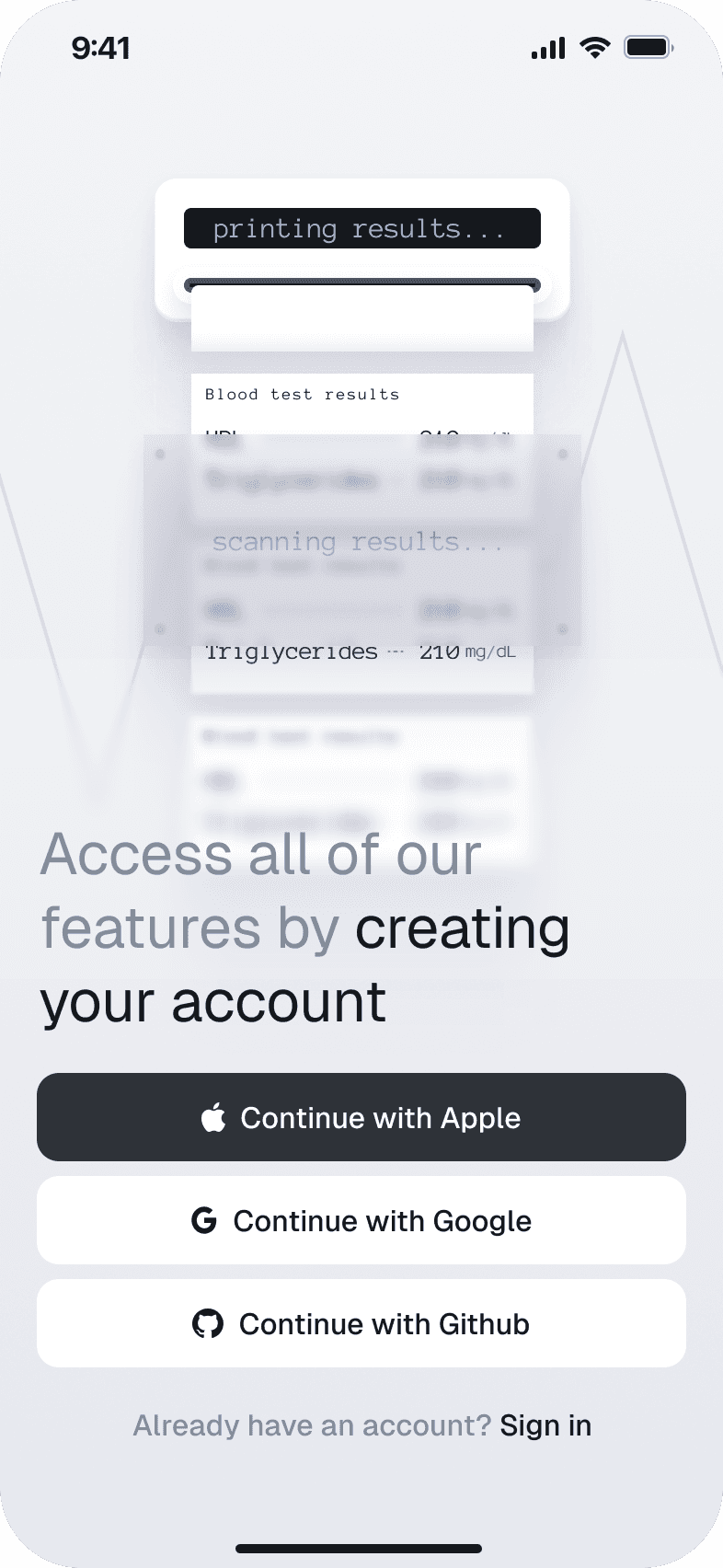 Biomarkers App Mobile App design