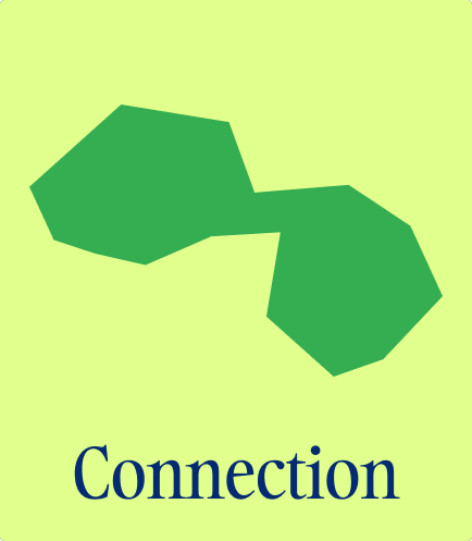geometric icons for connection, energy, balance and strength