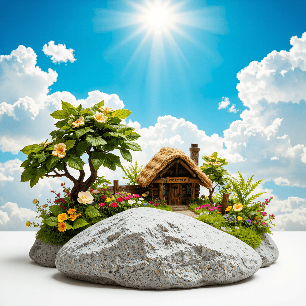 product photography of a rock illustration, used for decoration or landscaping