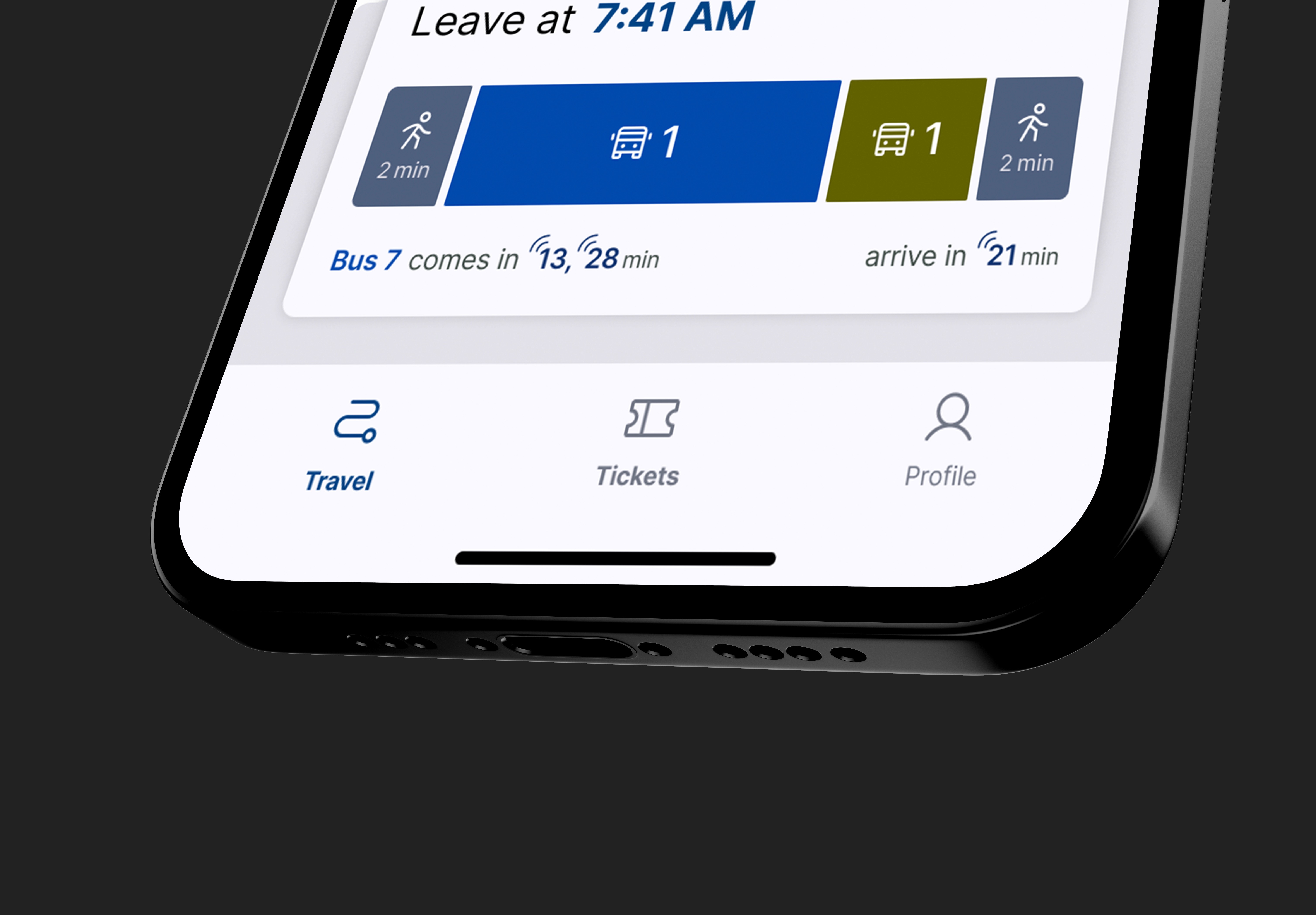 Bottom quarter of phone showcasing details of Transit Live Phone