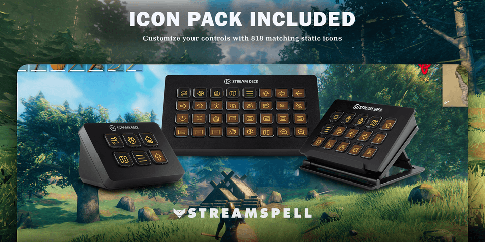 The Valheim package includes 818 static PNG icons and an installable icon pack — official product preview