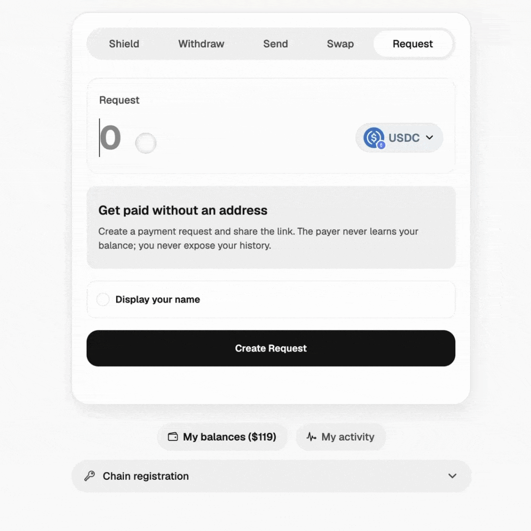 Create a private payment request