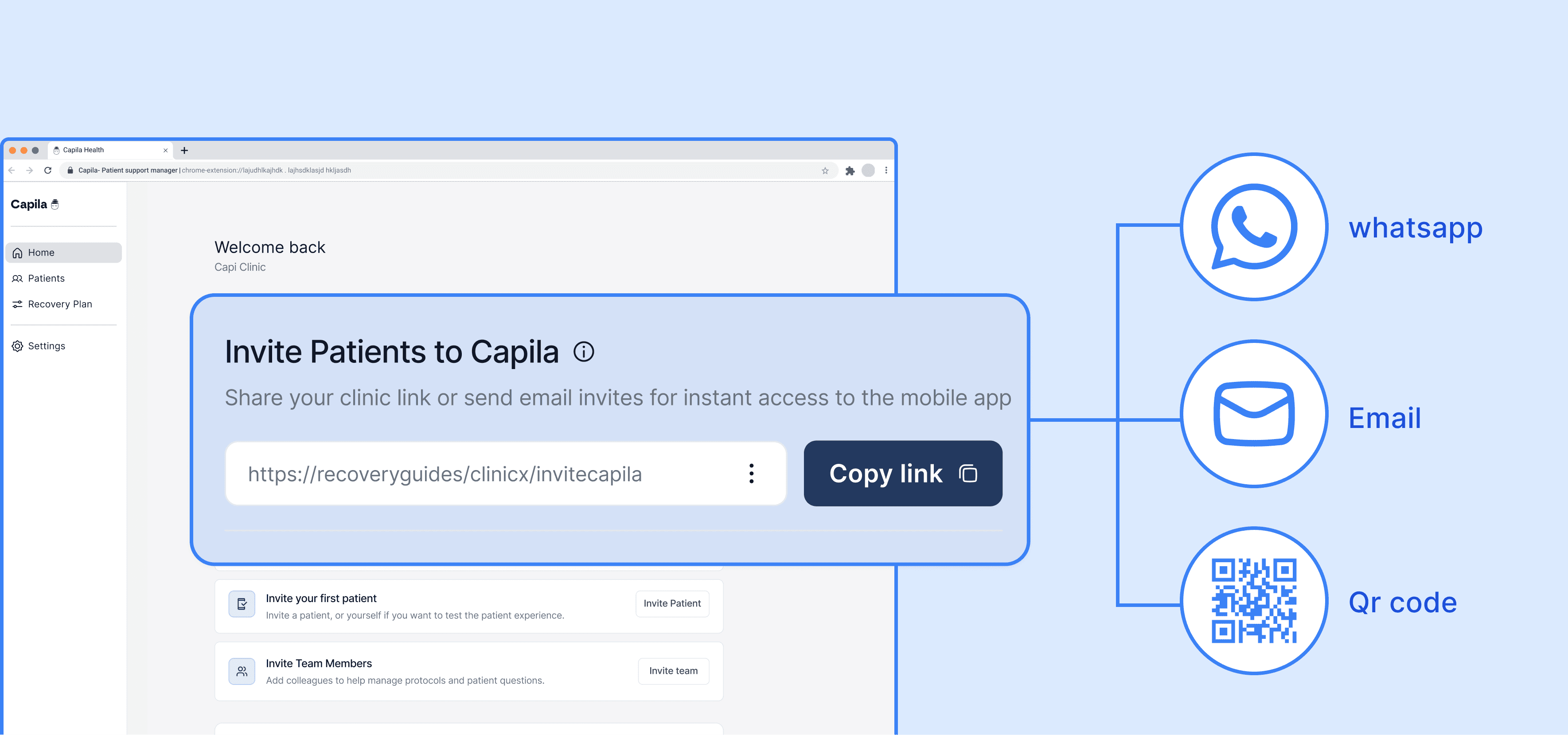 Capila mobile app has a ai chat trained to give personalized answers for hair transplant patients