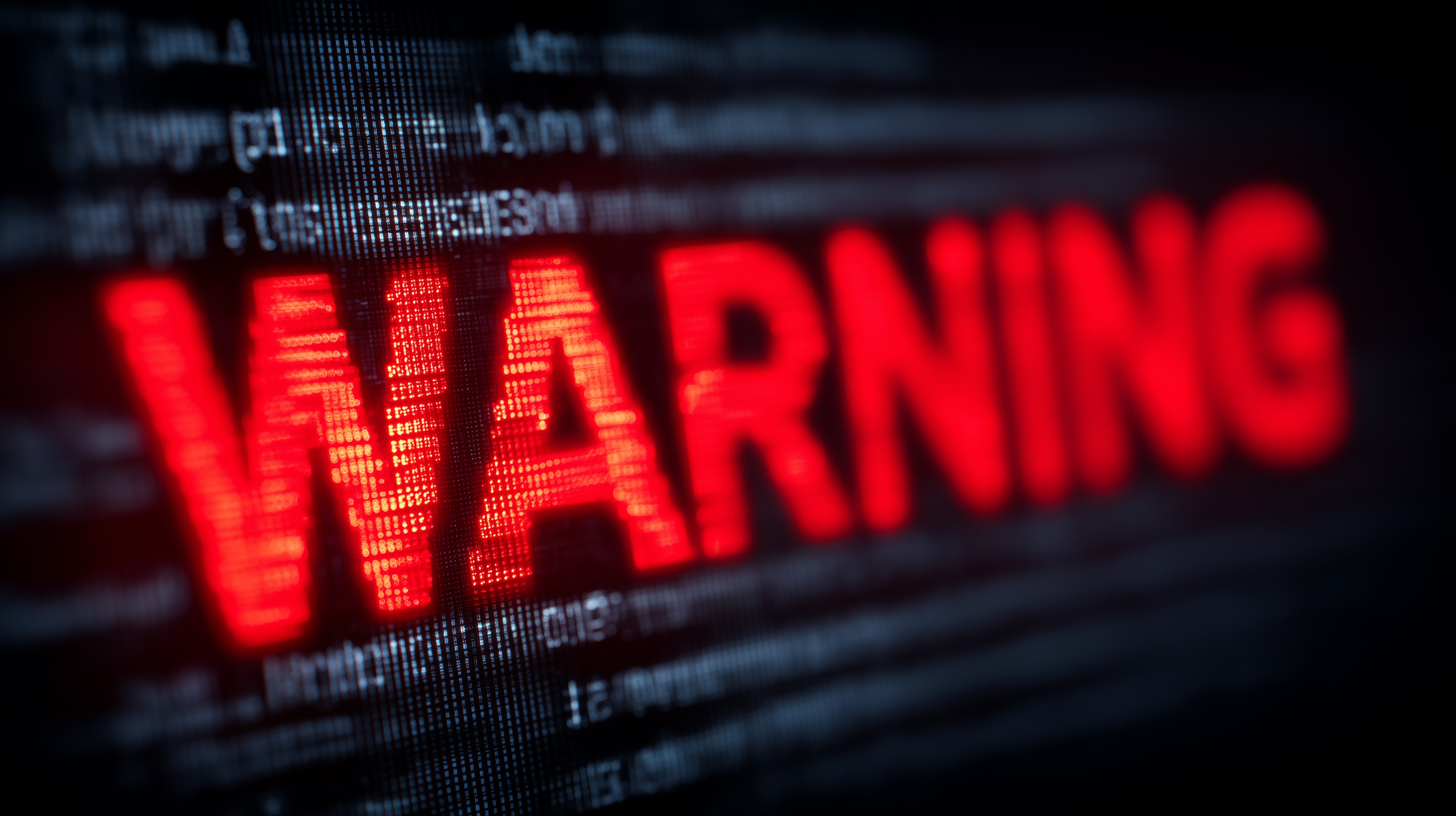 A digital warning alert displayed on a screen representing cybersecurity risk detection and system threat awareness.