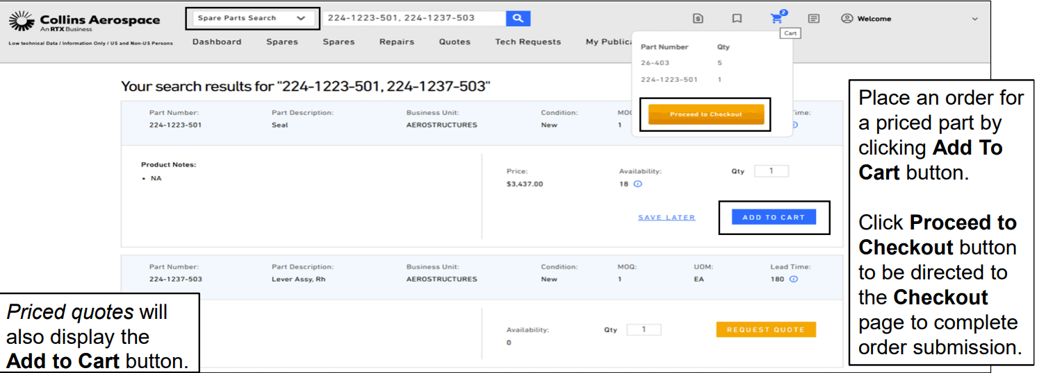 Customer Portal Spare Part Search - Guide