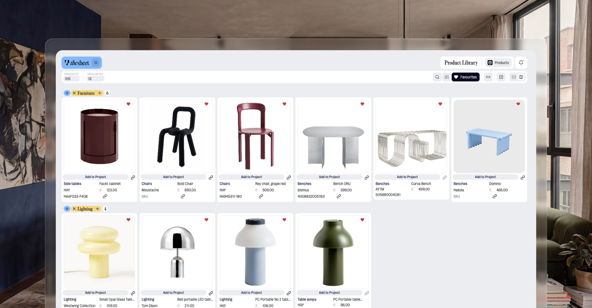 Add from product library modal in thesheet
