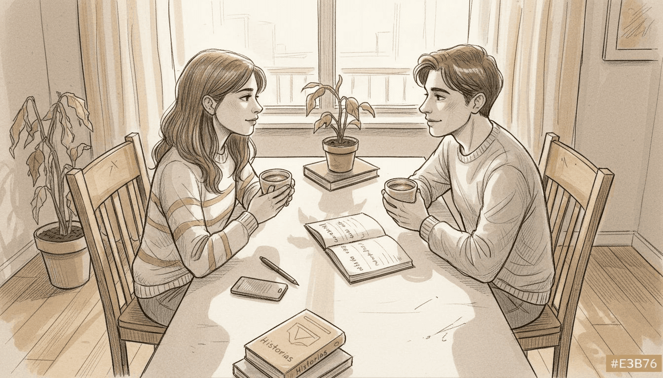 Una pareja charla abiertamente sobre sus inseguridades y la importancia de la confianza en su relación.