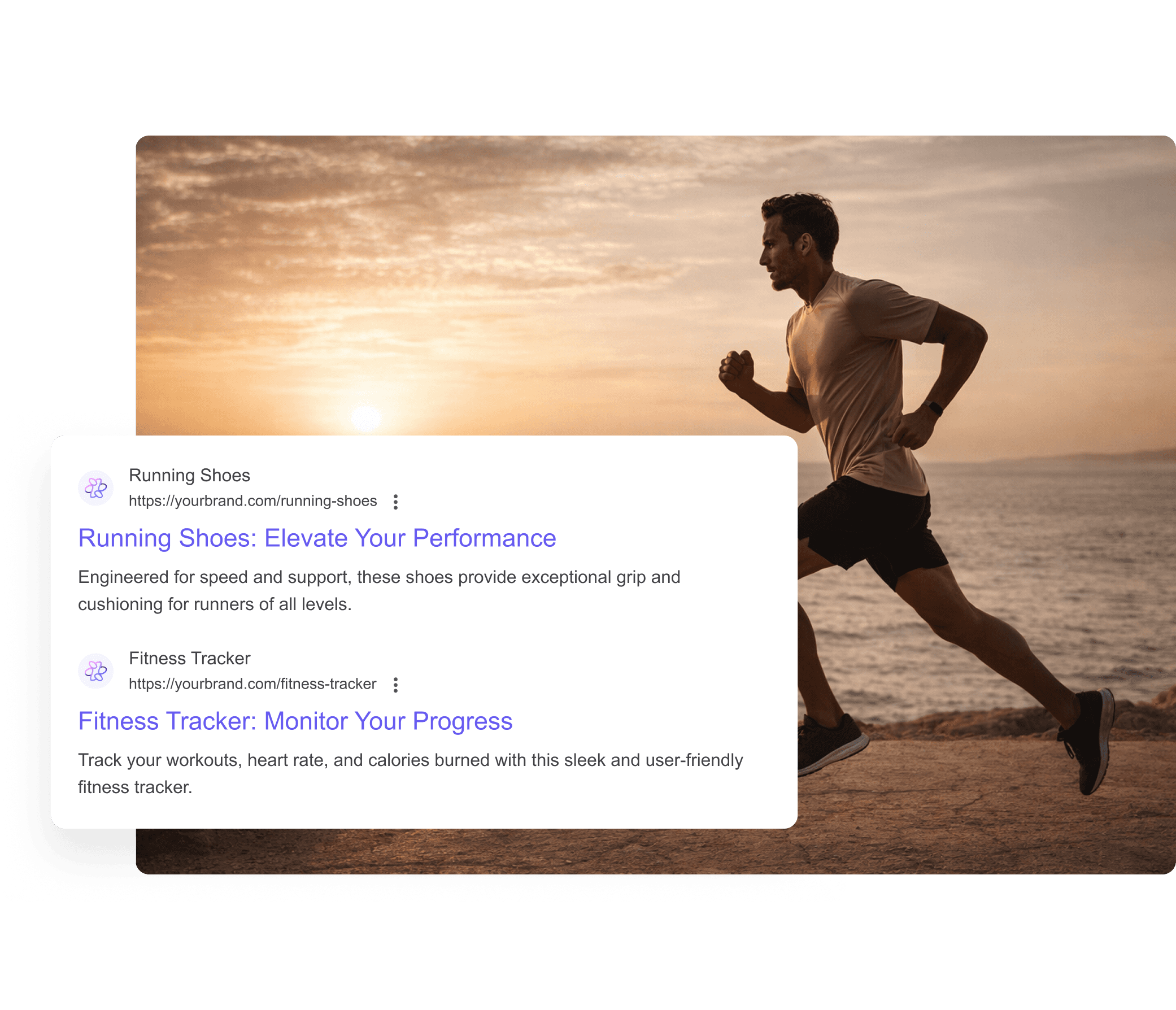 A man jogs along a serene beach at sunrise, dressed in athletic gear, as gentle waves wash over the sand, emphasizing themes of health, fitness, and marathon preparation.