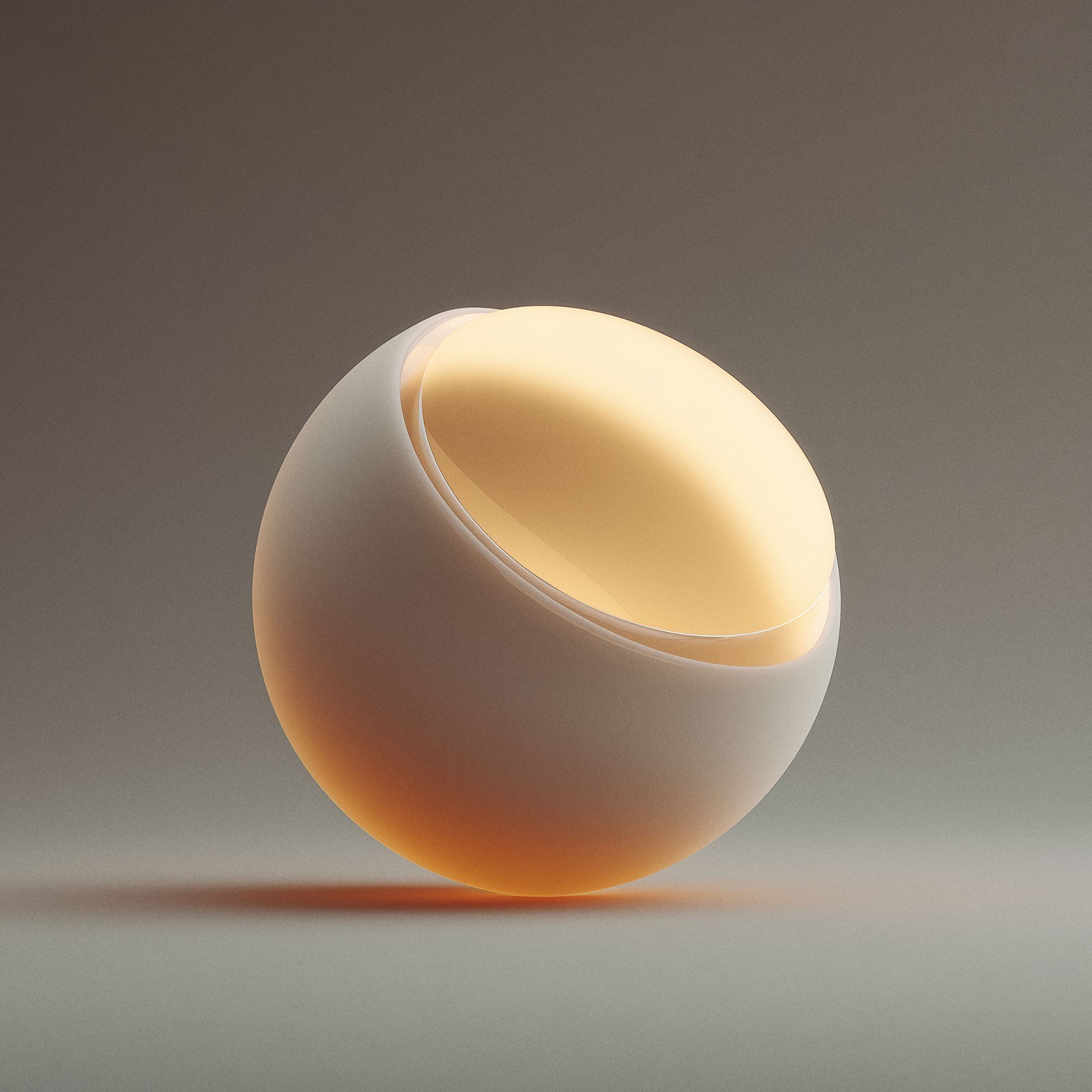 Rounded sphere shape in beige-amber tones