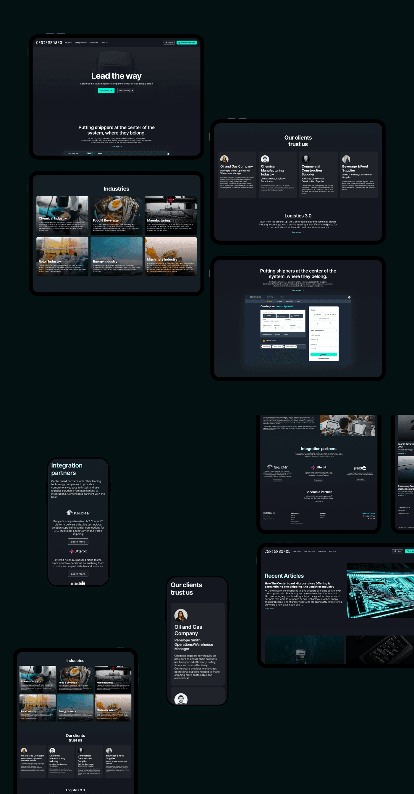 Centerboard Product Design | Website screens