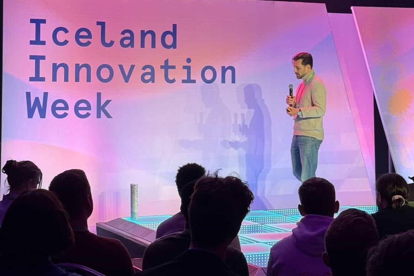 Ómar Thor CEO & Co-founder of Optise on stage at Iceland Innovation Week