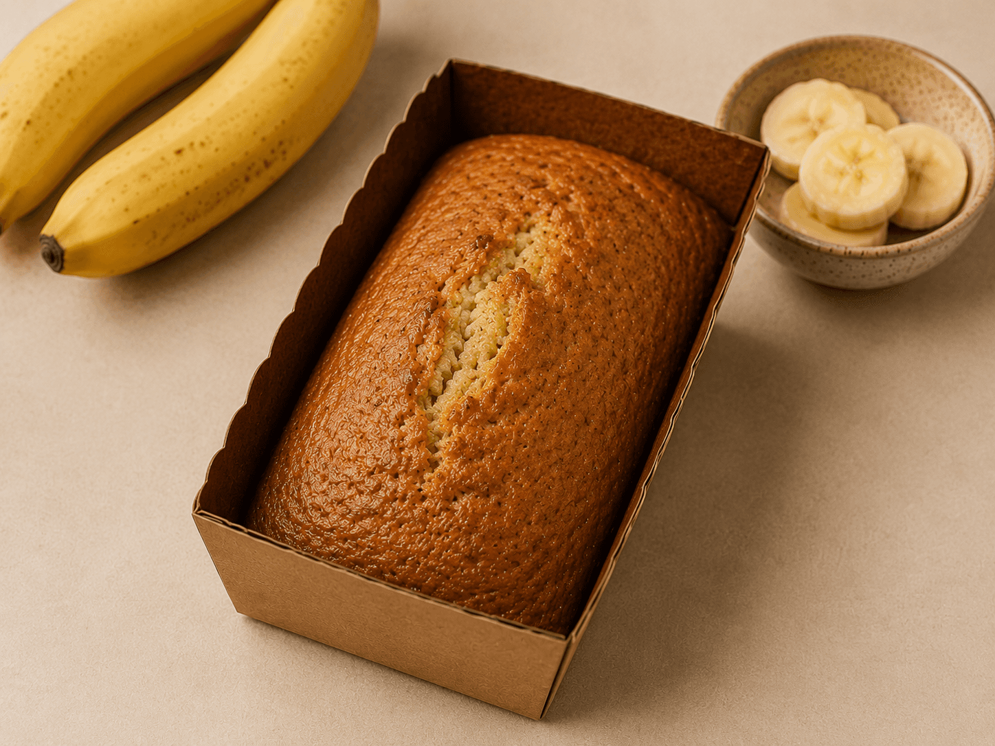 Warm premium banana bread loaf by Loafing Around