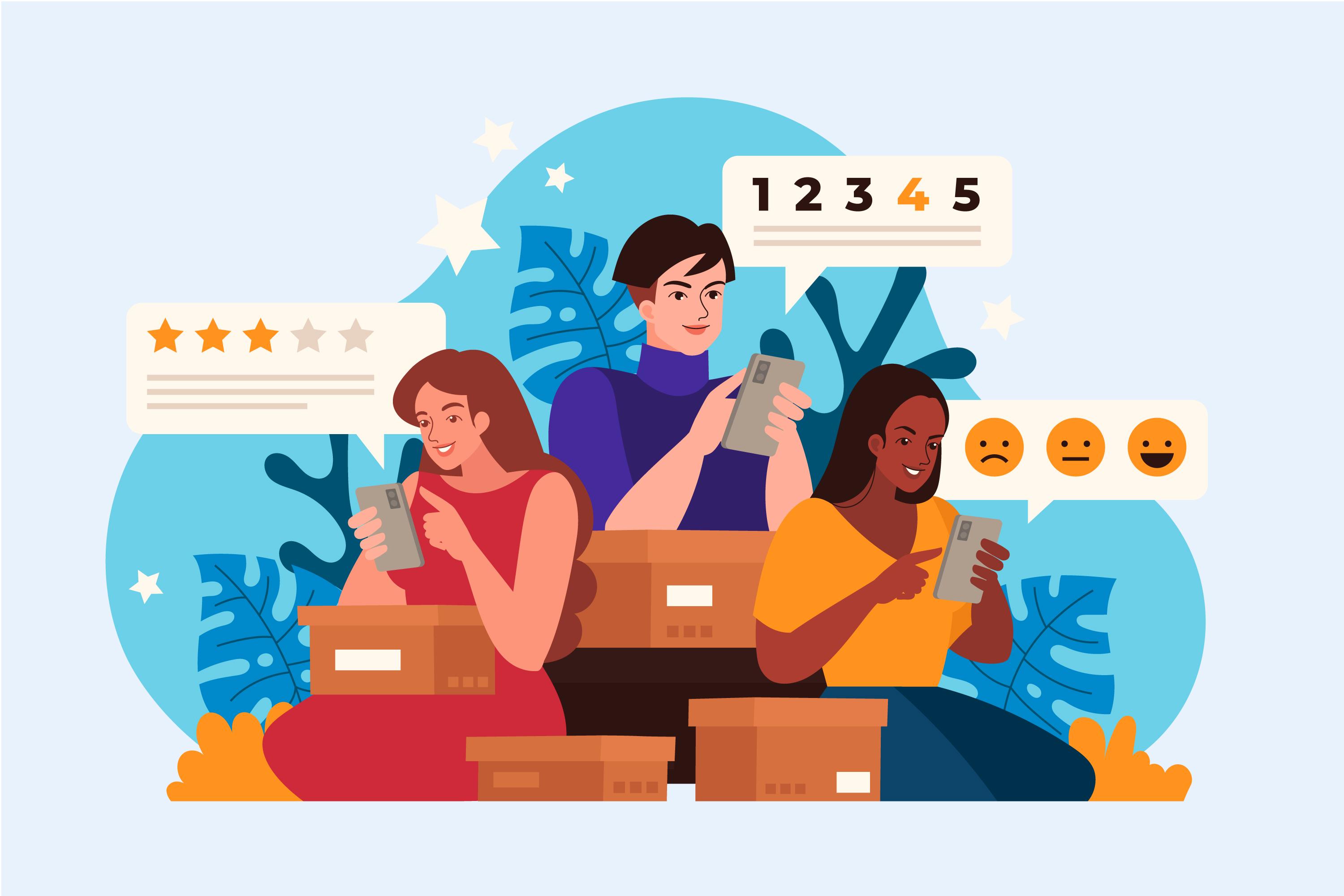 A graphics of people rating