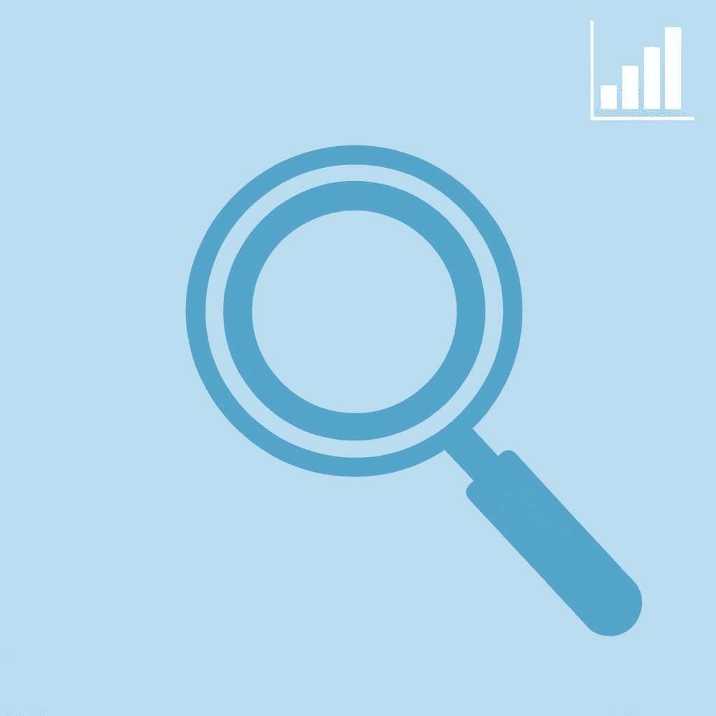 Magnifying glass focusing on customer data analysis