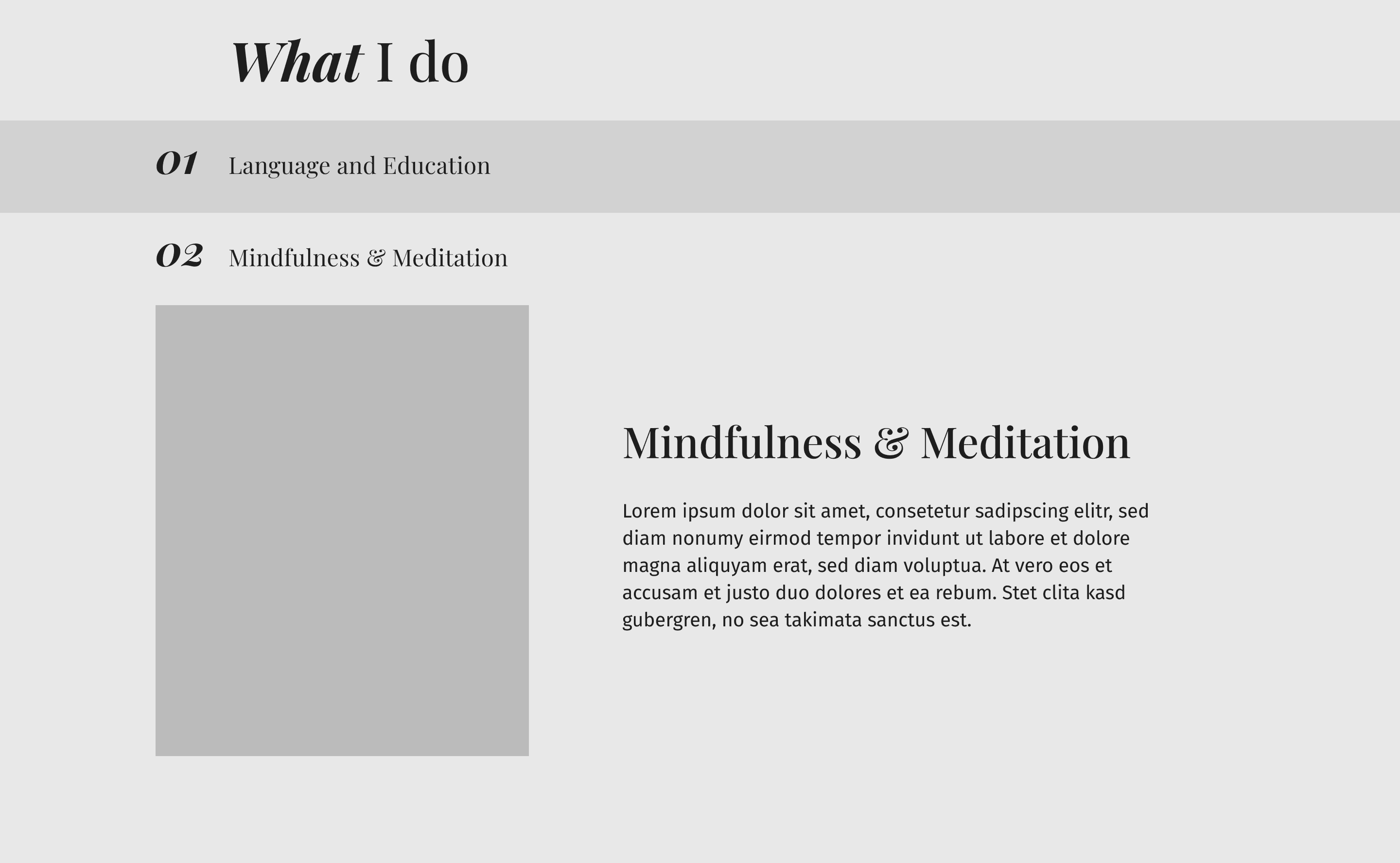 Services section of Alex's website