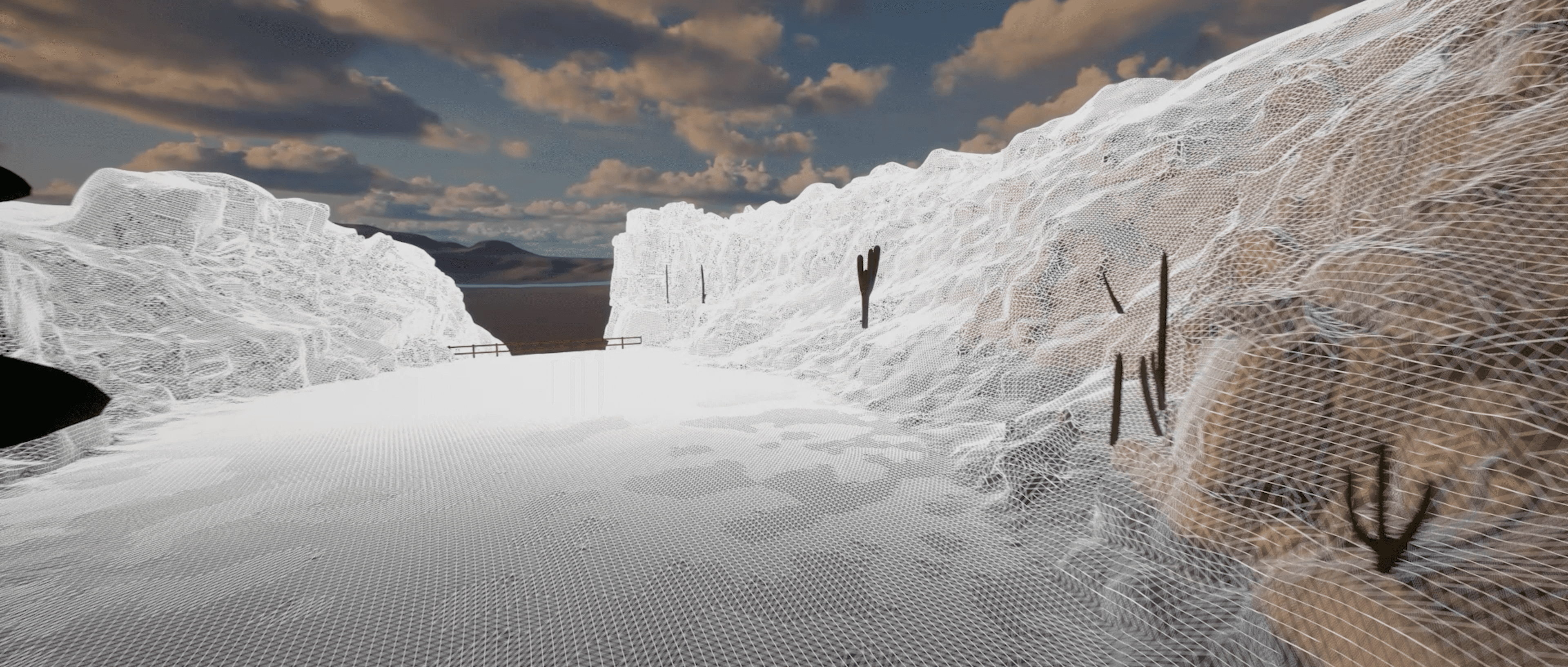 Modelo virtual en 3D de la cañada de San Cristobal para la preparación de video mapping.