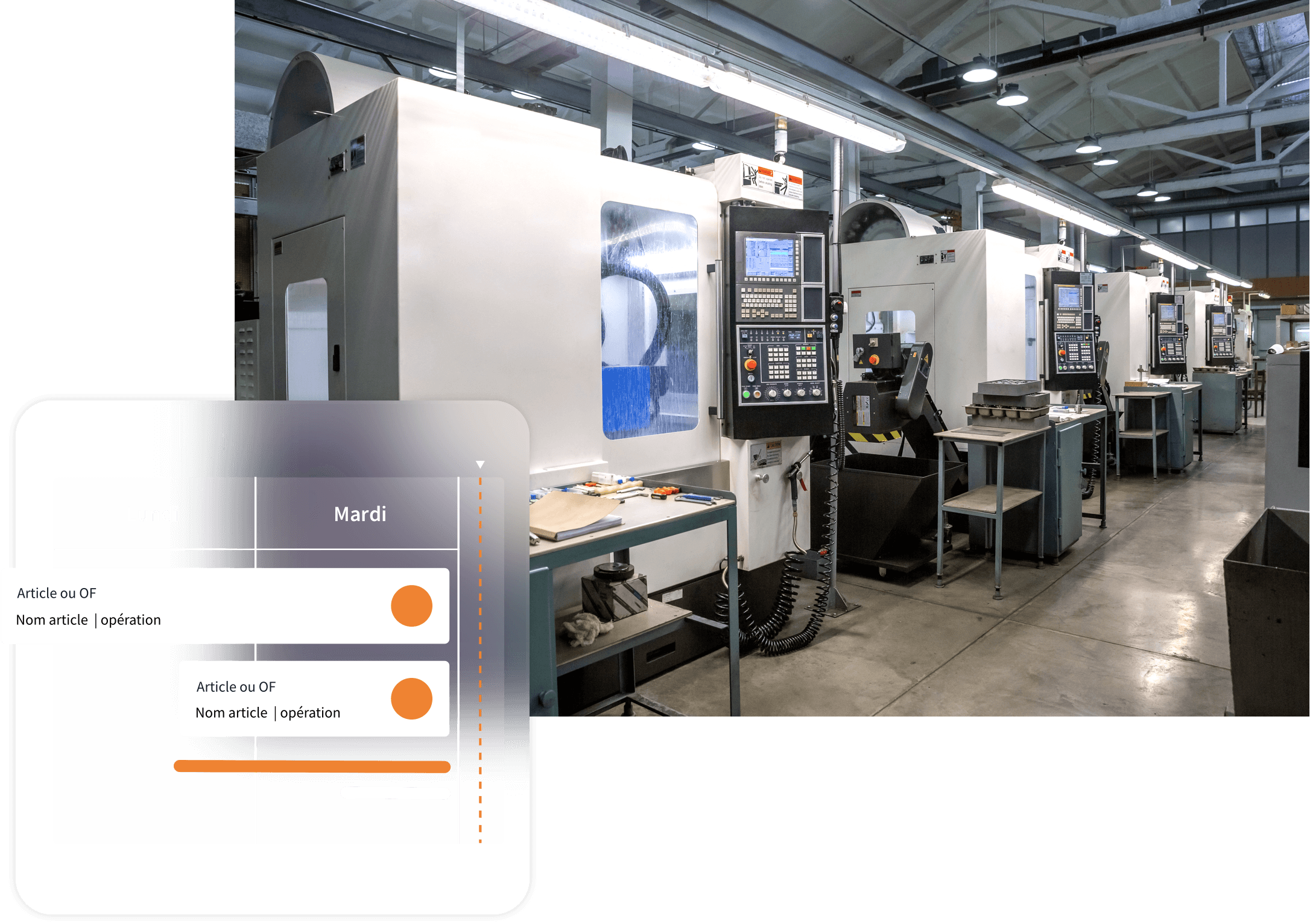 Réunion de planning autour d'un tableau dans une usine