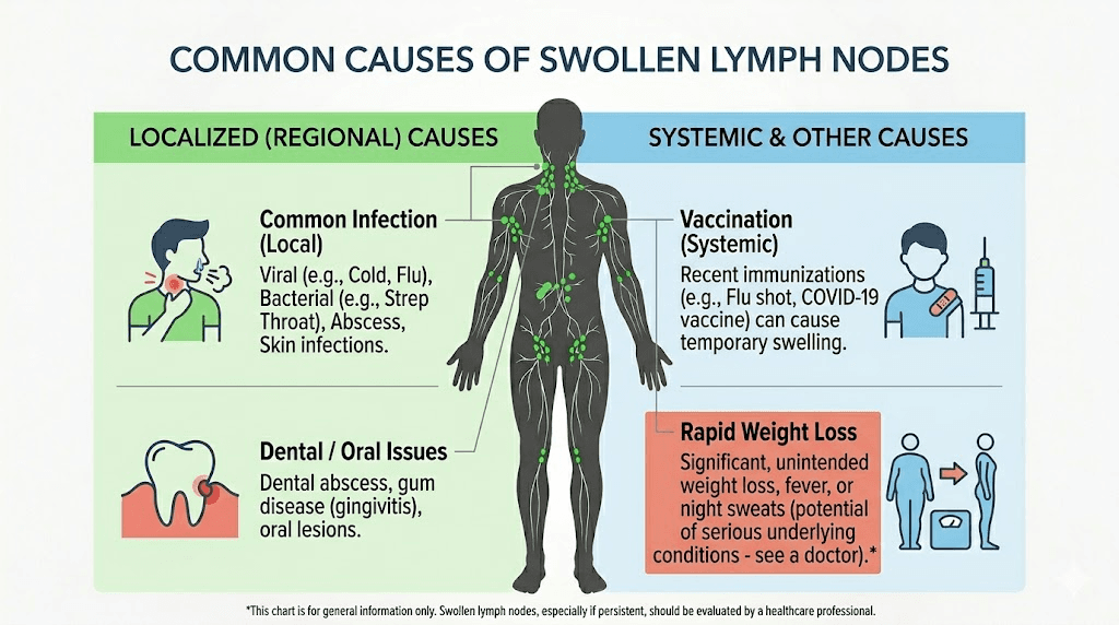 Common causes of swollen lymph nodes during semaglutide treatment