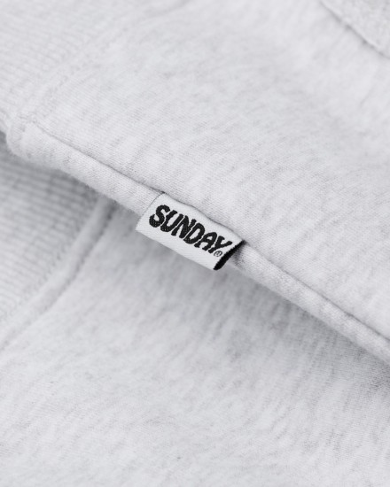 Sunday Superior OEKO-TEX Standard 100 woven label on grey hoodie