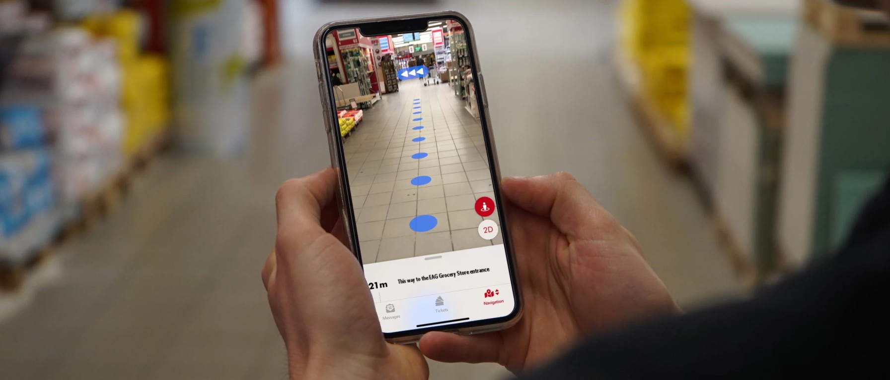 Web AR navigation guiding through a grocery store