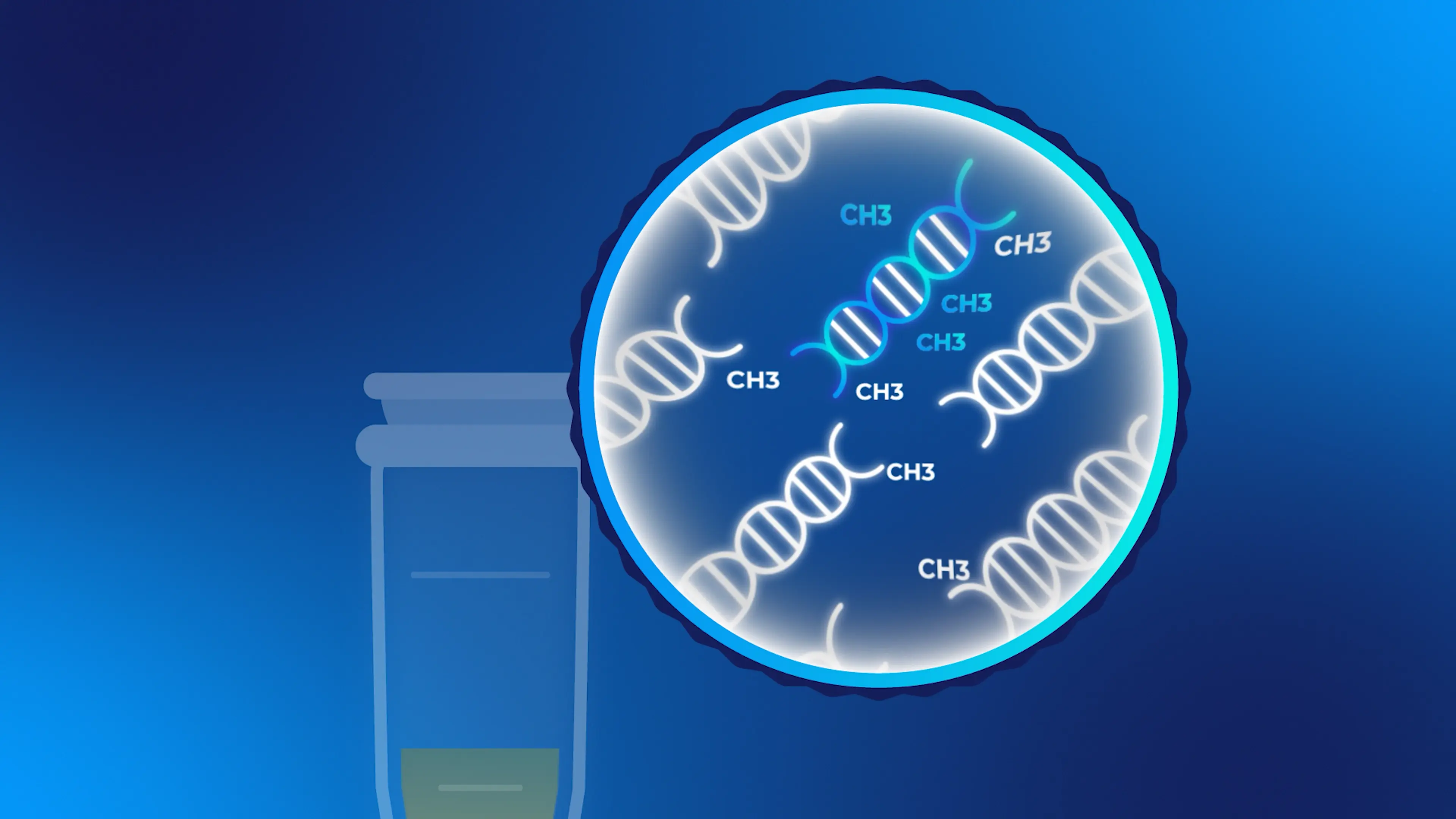 Vidéo motion design biotech – animation molécule ADN pour client secteur santé, réalisée par Prodsquare
