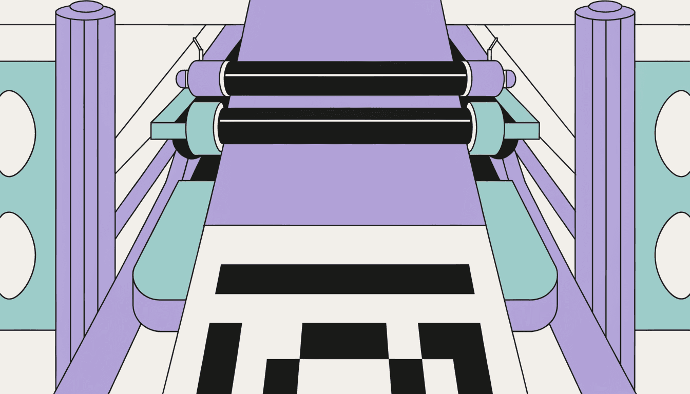 Close-up printing press illustration