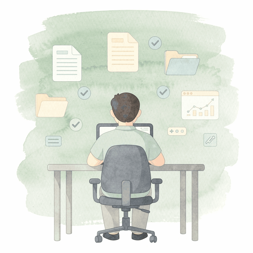 Person at desk converting Excel sheets to PDF