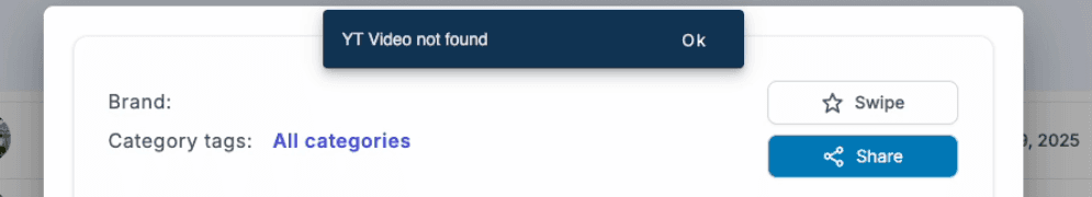 VidTao error when opening a YouTube ad