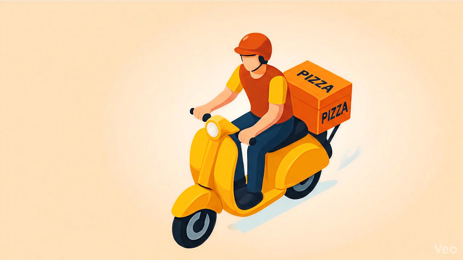 Pizza delivery person on scooter with pizza box
