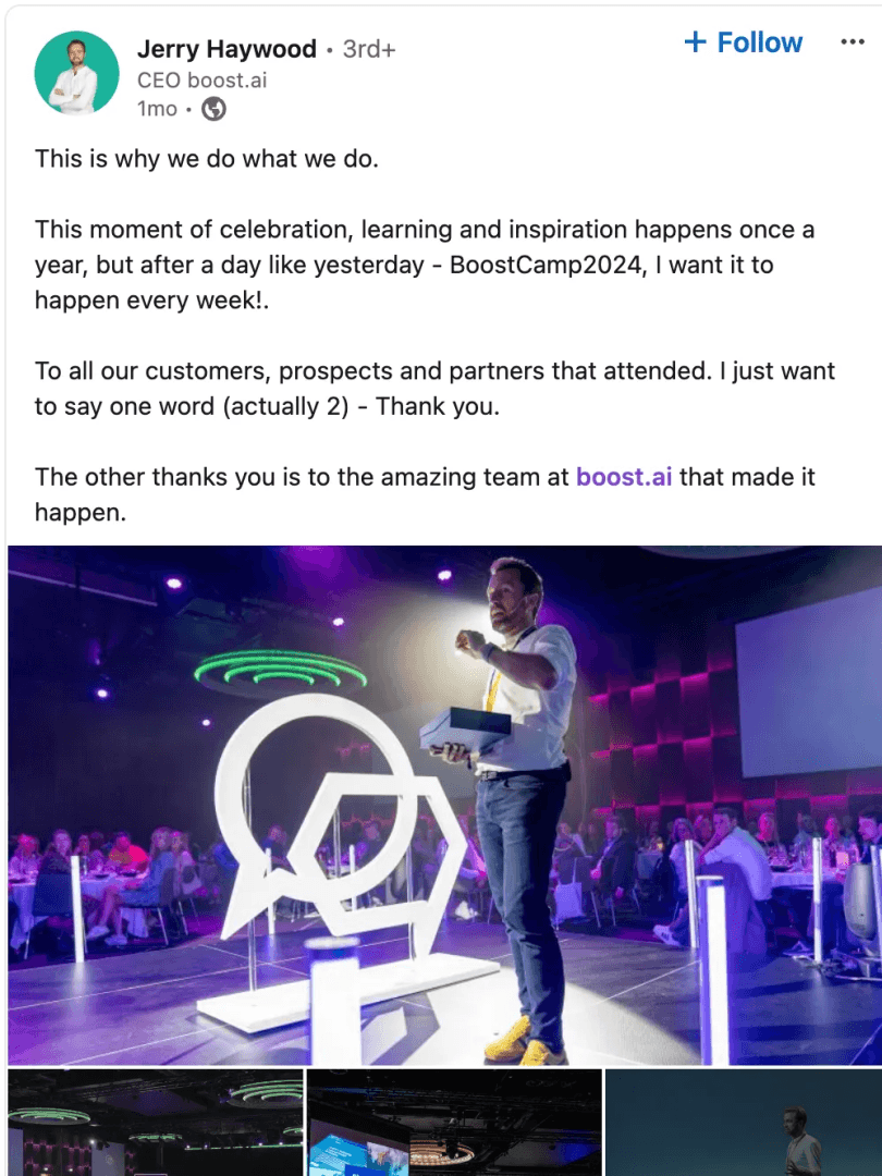 Boost.ai Marketing Spotlight: Linkedin post