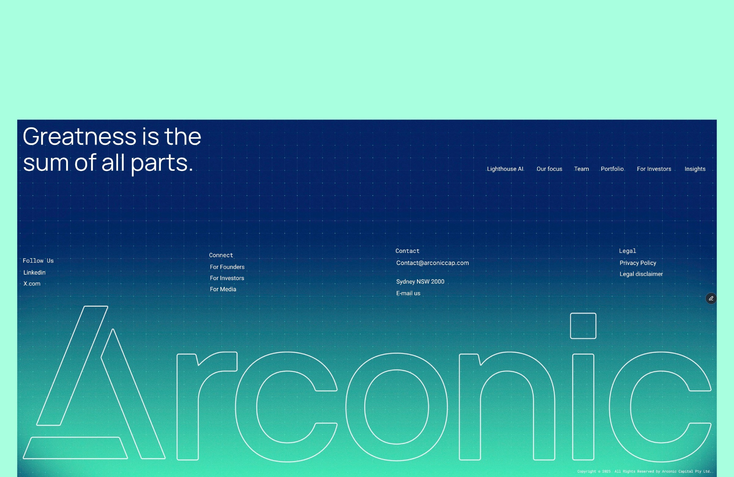 Footer for health tech SaaS website 