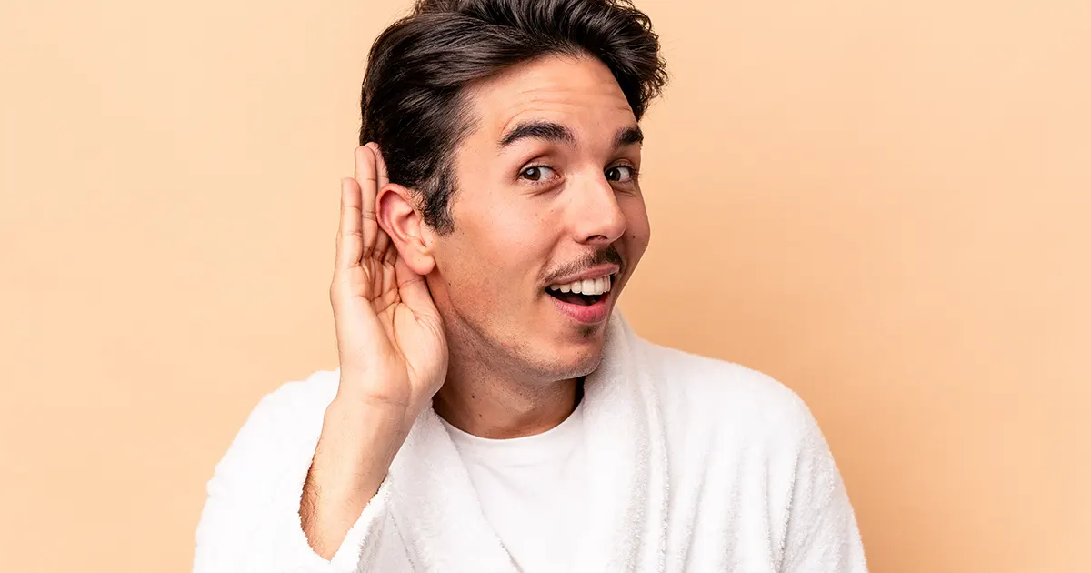 एक व्यक्ति के कान में समस्या के साथ चित्रण चित्र।