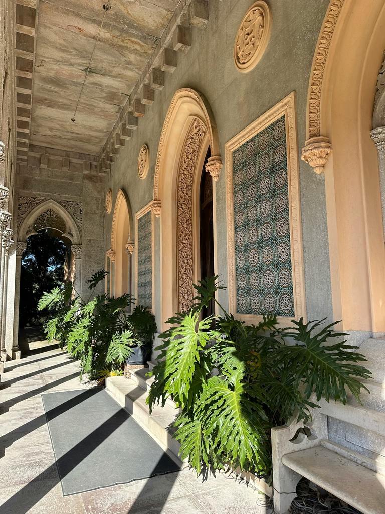 Arched walkway at Monserrate Palace in Sintra