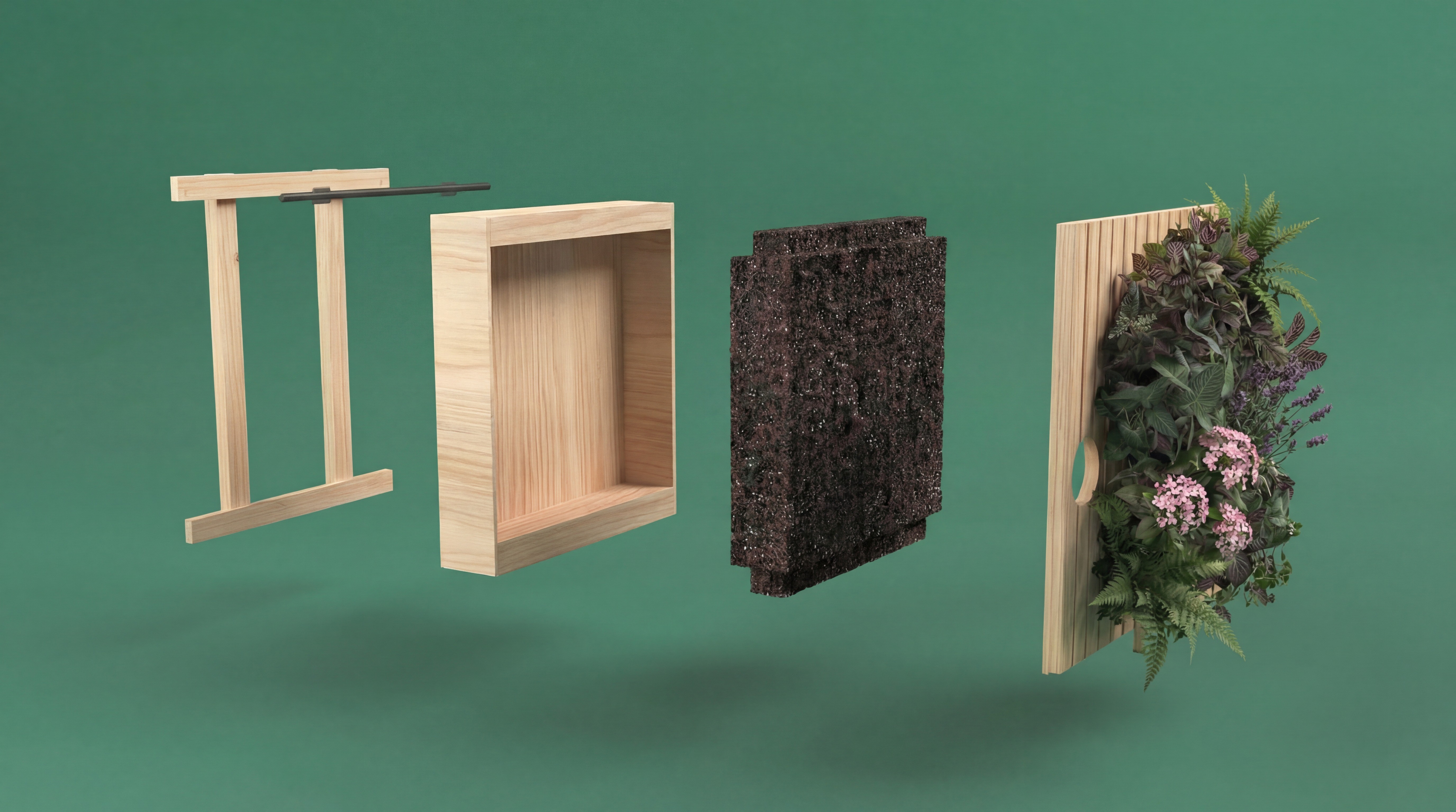 Leafy groene gevel panelen exploded view