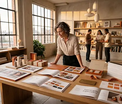 Creative team reviewing brand assets