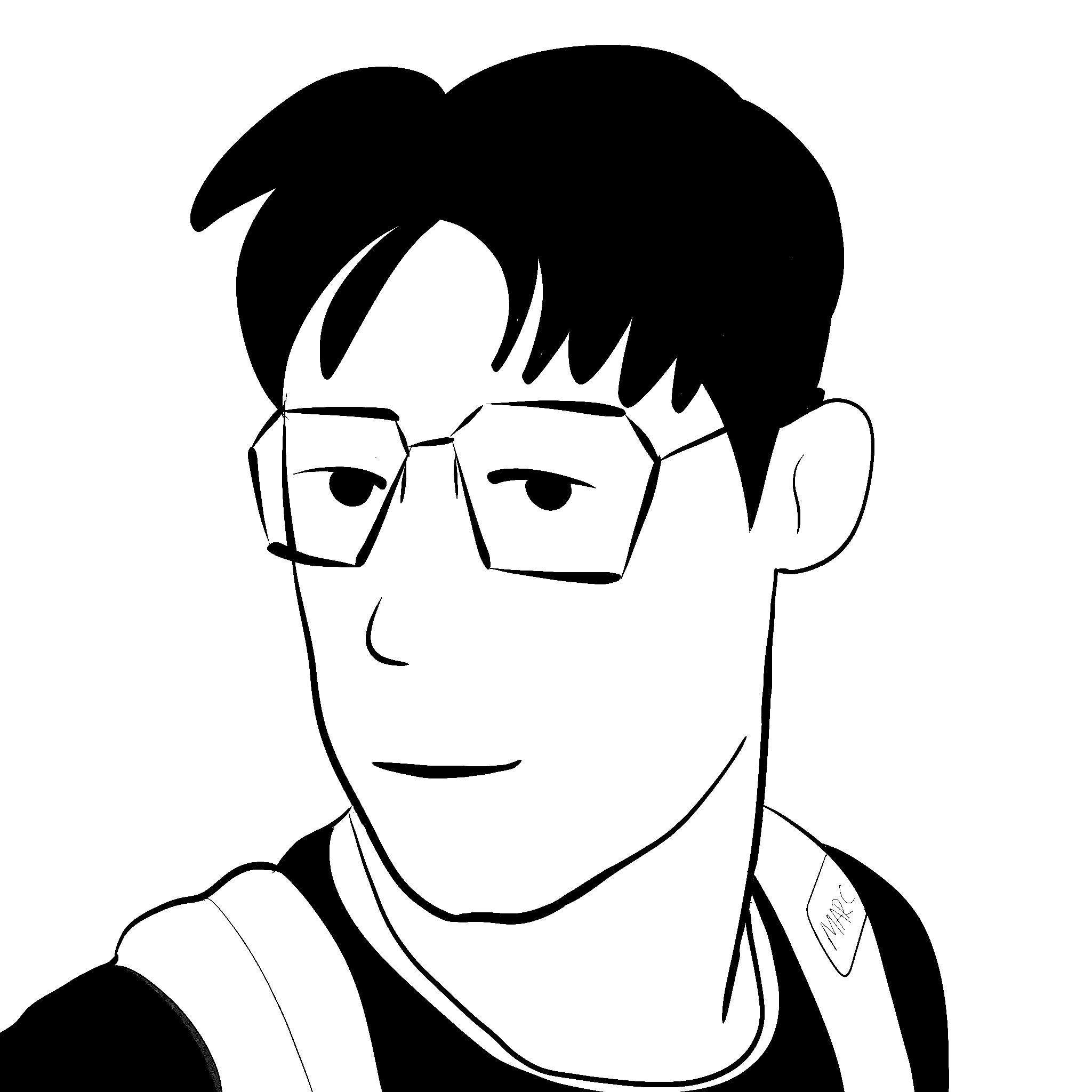 Drawing of Marc's face black and white