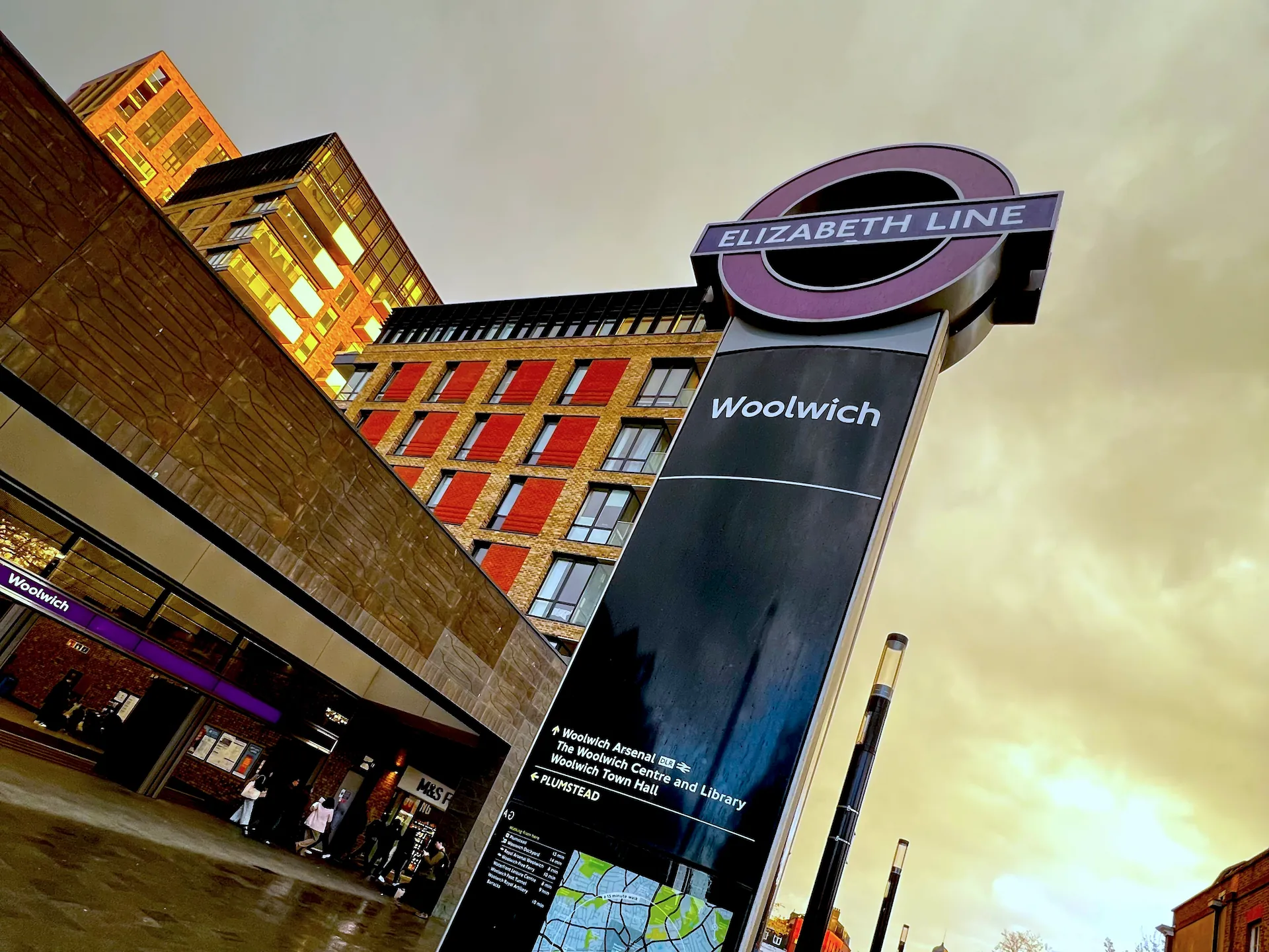 Woolwich Elizabeth Line Station connects Creative Kin London podcast studio with Canary Wharf, Excel, London City Airport (LCY), Liverpool Street and Tottenham Court Road