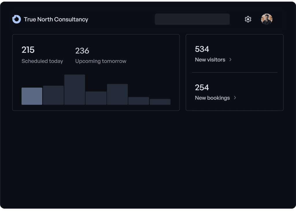 Workspace dashboard showing scheduled and upcoming meetings on Quicko Pro