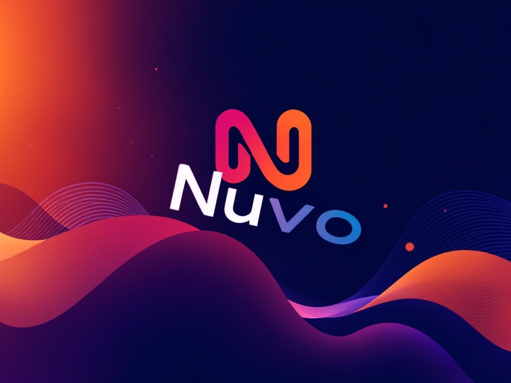 Nuvo logo on an abstract background