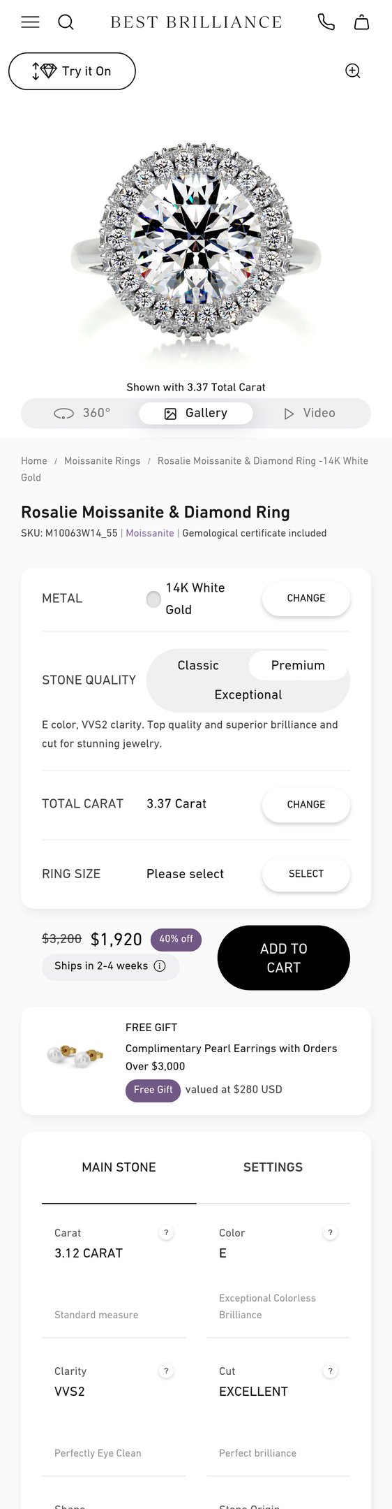 Jewelry product options include: ring for Rosalie Moissanite & Diamond Ring -14K White Gold from Best Brilliance.