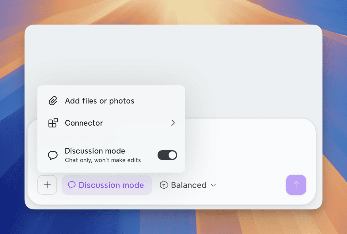 Show the path to turn on the Discussion mode in Xmind AI