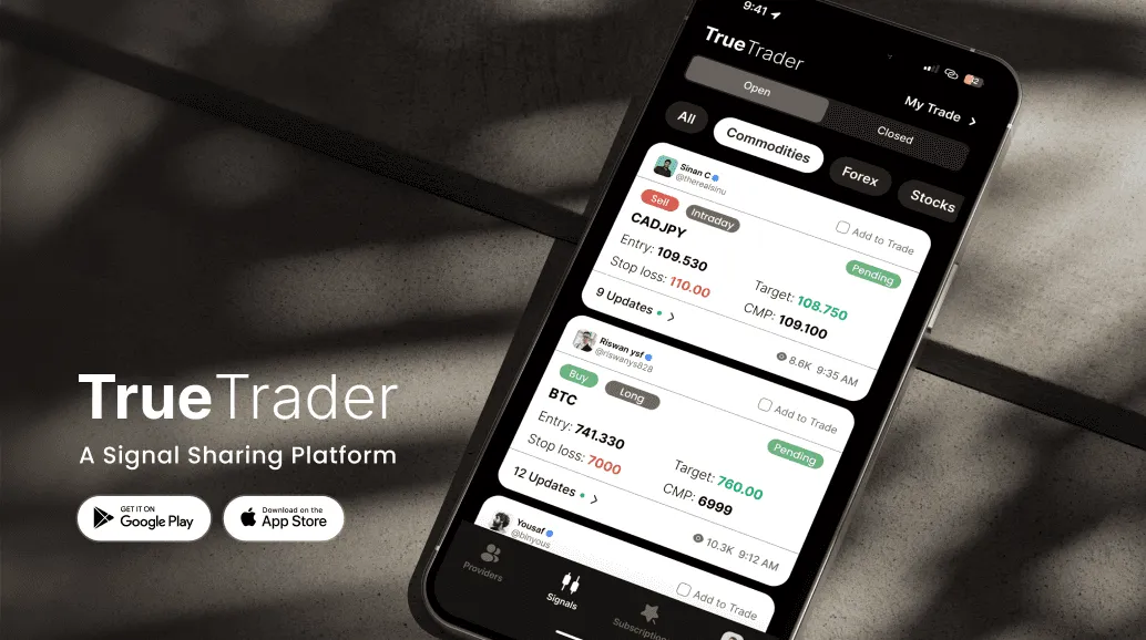 TrueTrader App.  The way traders and signal providers connect.